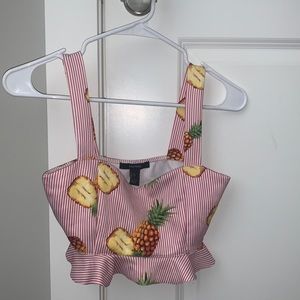 Striped pineapple crop top size US small